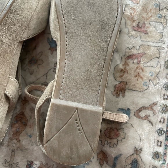 Prada Beige Suede Medium Platform Sandals - Picture 10 of 10